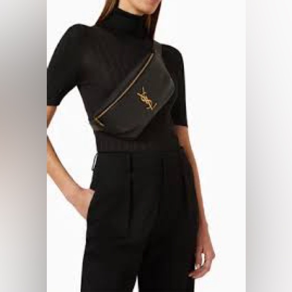 Saint Laurent Grain De Poudre Monogram Belt Bag Black - Picture 8 of 8